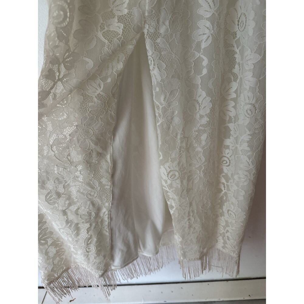 Free People X Gwen Jones Amelia Ivory Lace Fringe Wedding Dress Size XS - Picture 10 of 12